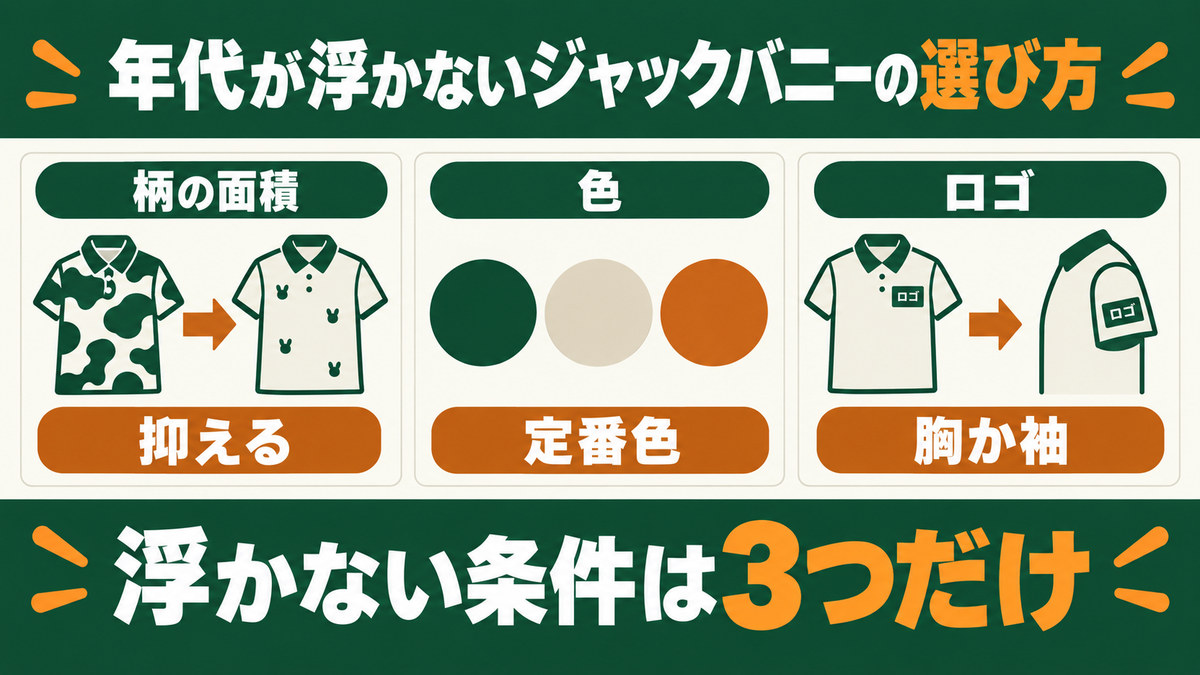 ジャックバニーで浮かないための選び方の条件をイメージした図